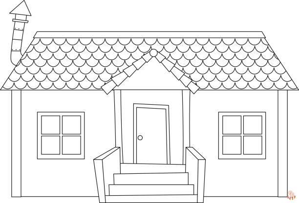 Simple modern house outline illustration Coloriage Maison