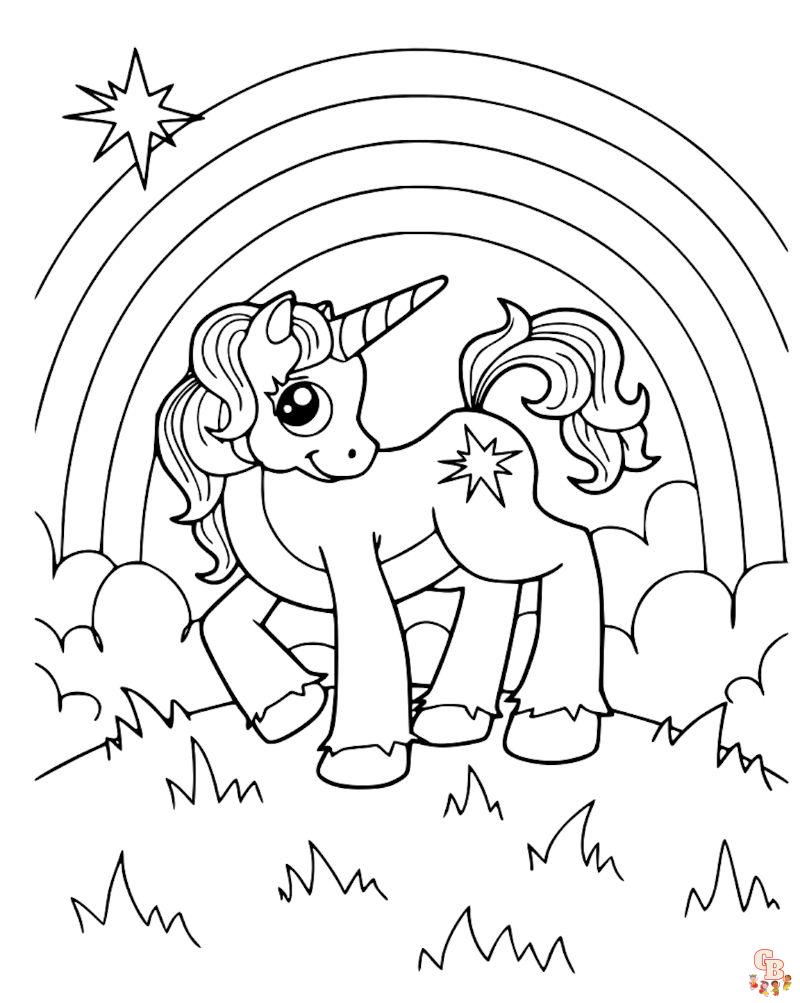coloriage licorne arc en ciel