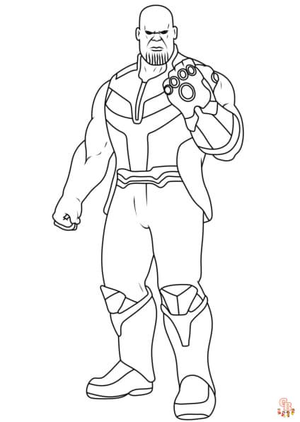 Coloriage Avengers Captain America, Iron Man, Thor, Hulk, Thanos, Spider-Man
