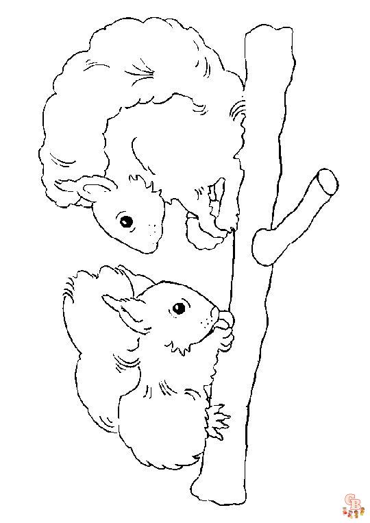 Coloriage écureuil en automne dessin d'écureuil à colorier pour enfants