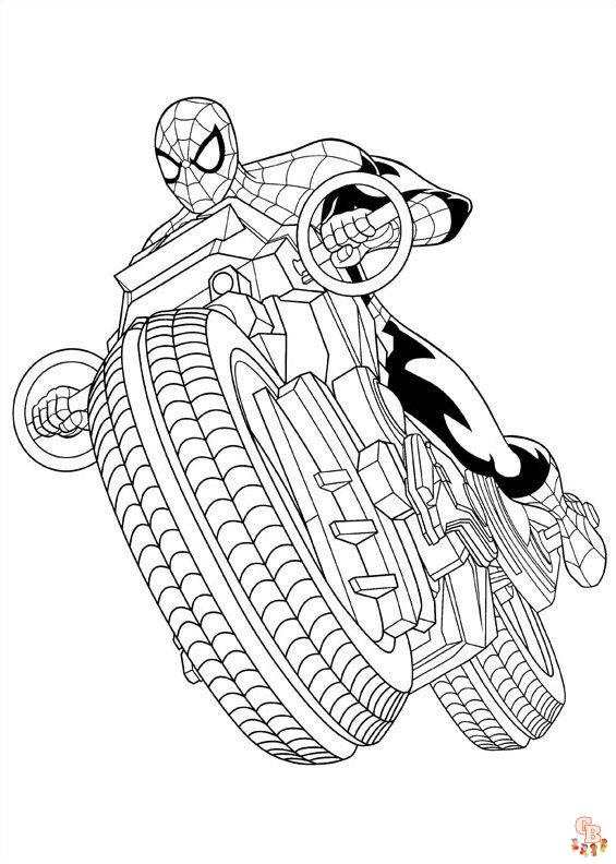 Coloriage Spiderman Pages à colorier gratuites de Spiderman en action avec ses ennemis