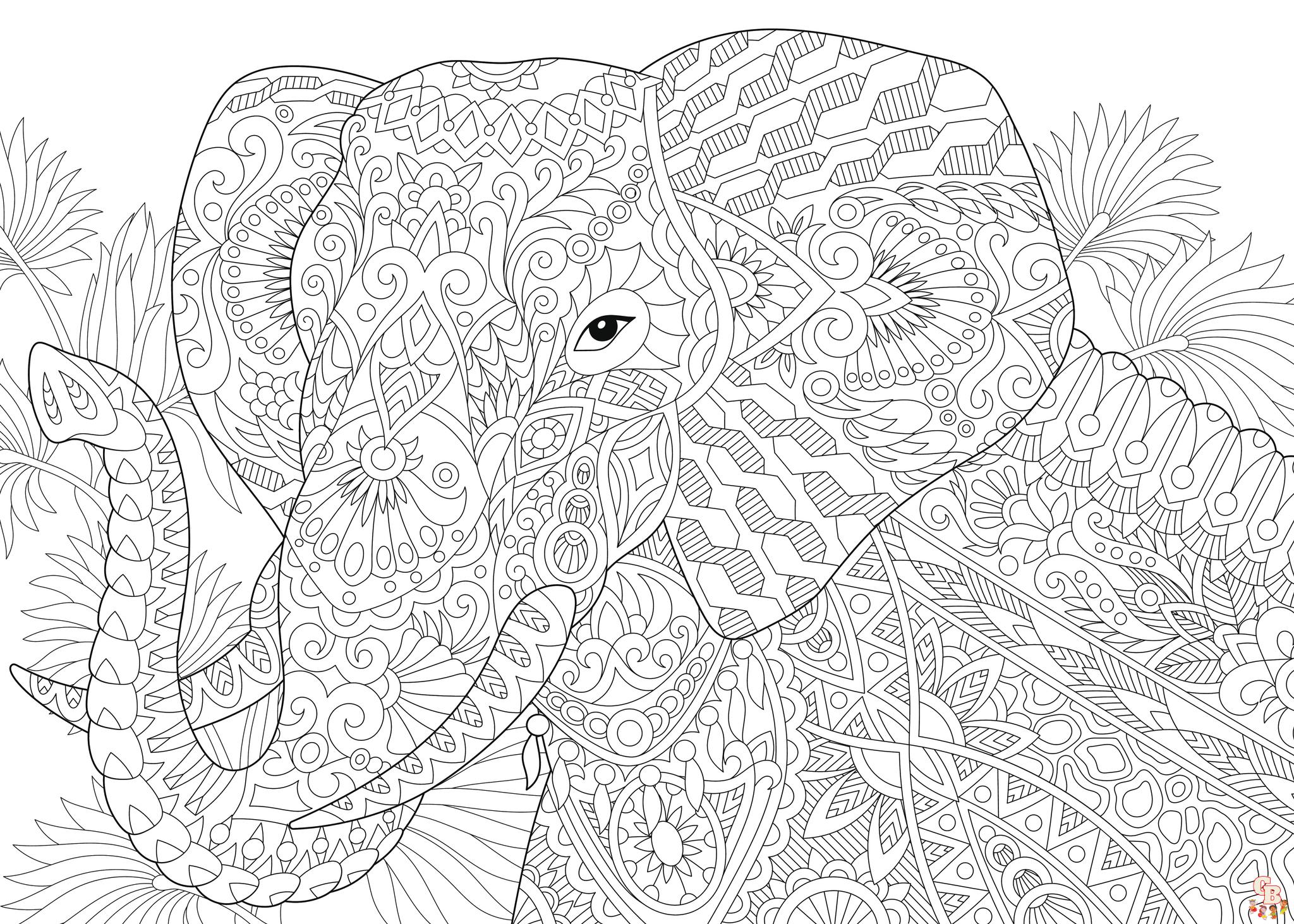 Stylized elephant animal Coloriage Anti Stress