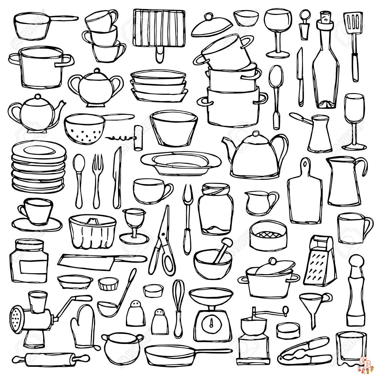 Kitchen Doodle Set Coloriage Cuisine