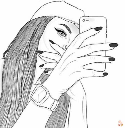 Coloriage Le selfie