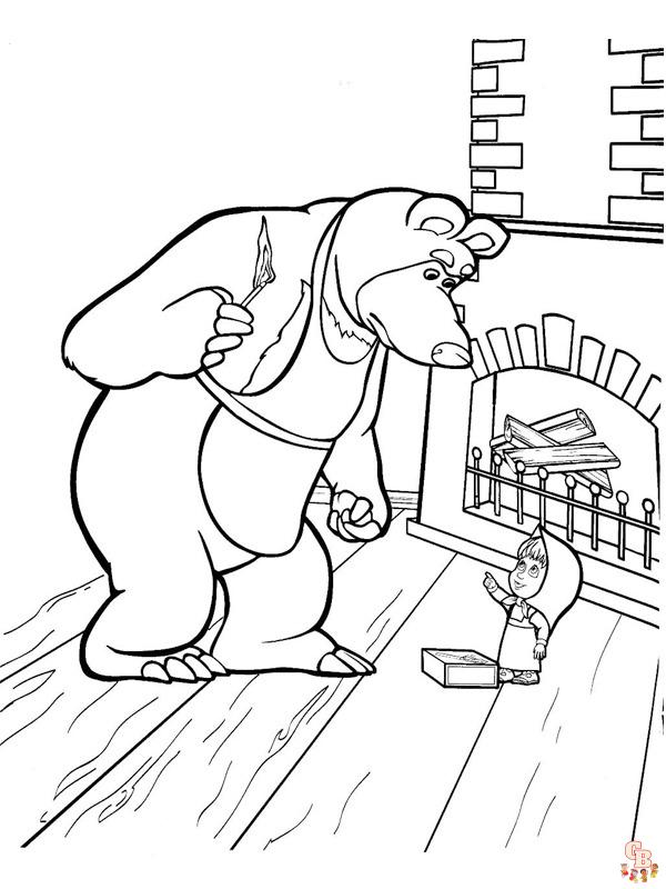 Coloriage Masha Et Michka