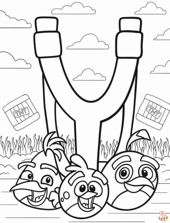 Coloriage Lance-pierre Angry Birds dessin gratuit Coloriage Pierre