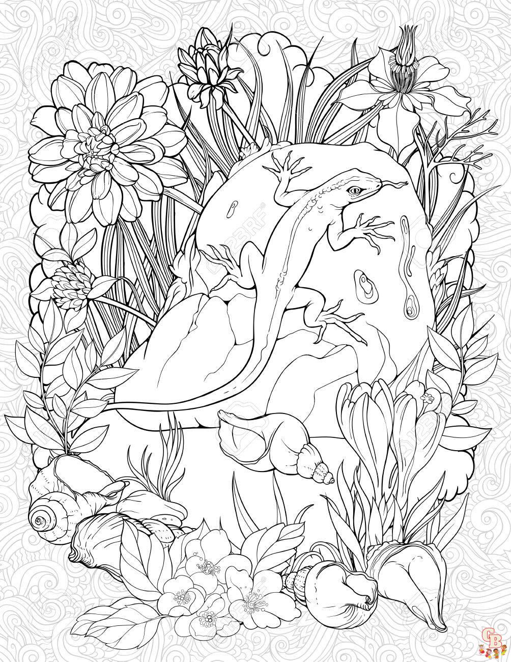 coloring page with a lizard on a stone Coloriage Pierre