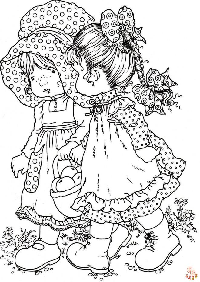 Dessin Sarah Kay se promène avec son amie Coloriage Sarah