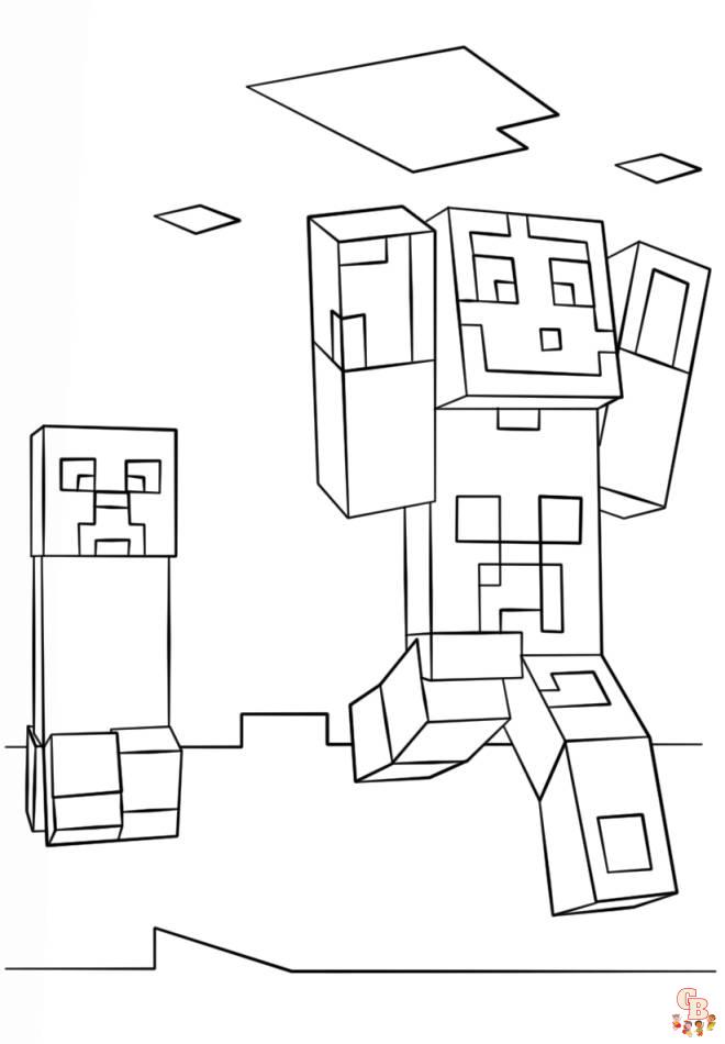 Dessin Minecraft Steve et Creeper Coloriage Steven