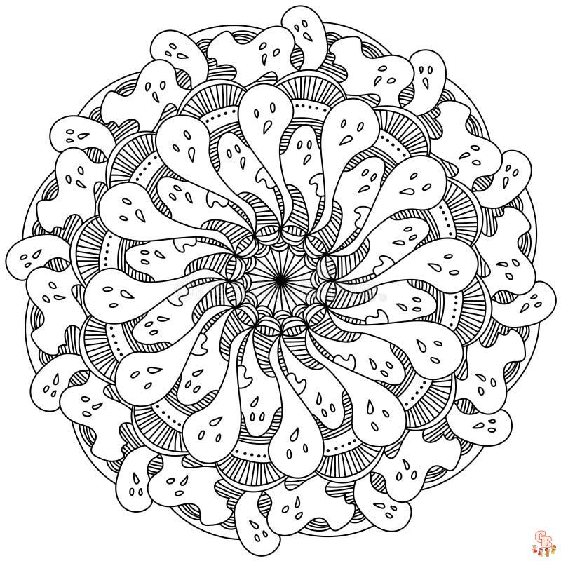 Coloriage Mandala dHalloween avec des fantomes