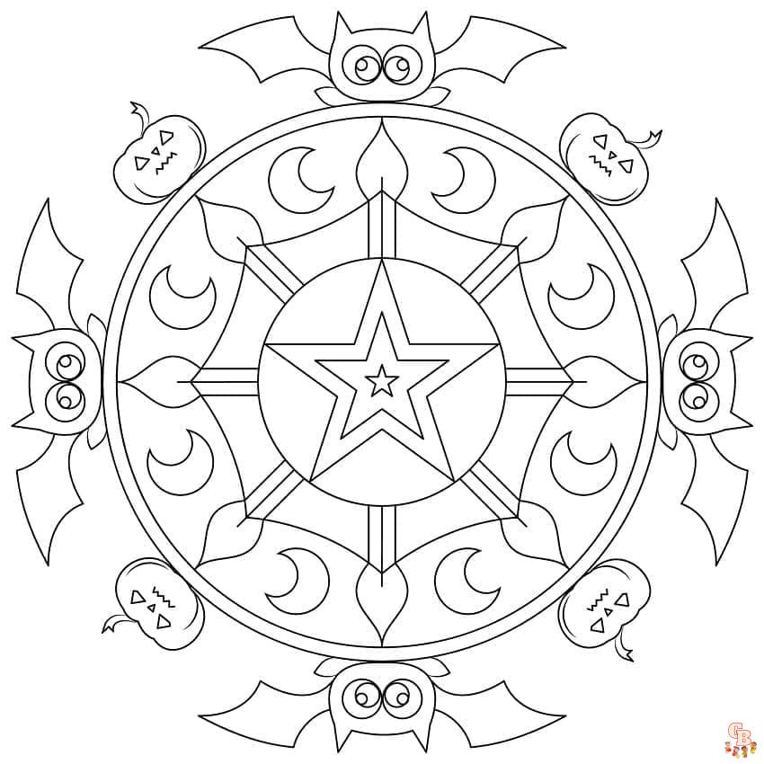 Coloriage Mandala dHalloween facile