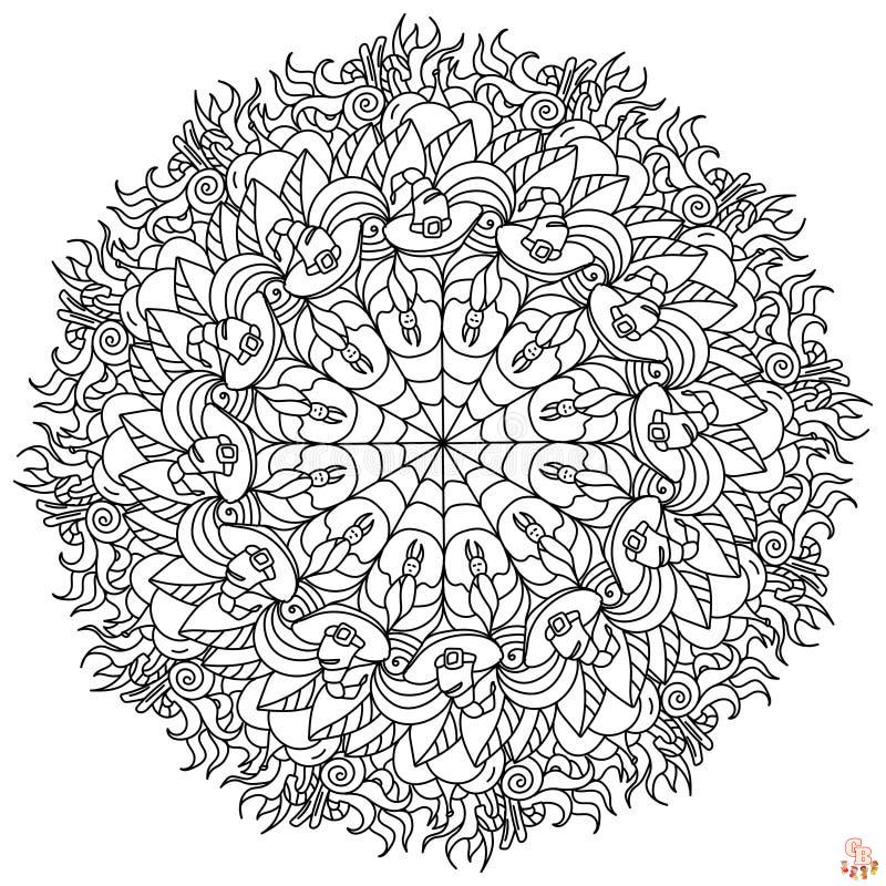 Coloriage Mandalas dHalloween avec une toile daraignee