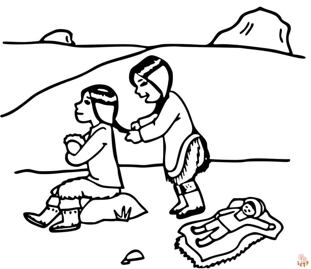 Coloriage Petite fille inuit