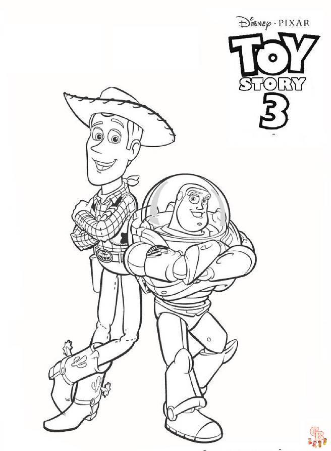 Dessin Woody and Buzz du film Toy Story 3 Coloriage Woofy