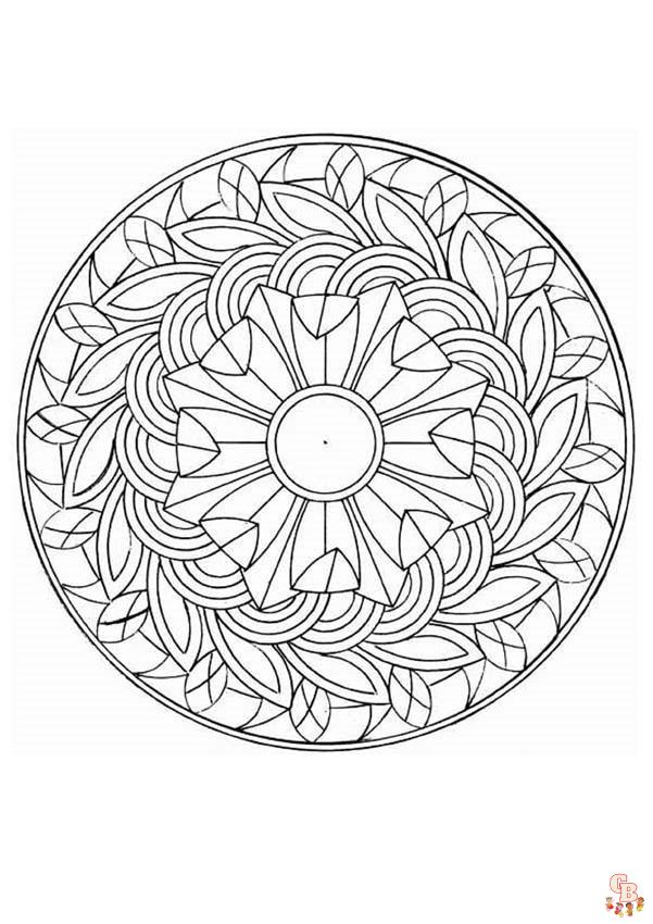 coloriage dun mandala decore de feuilles