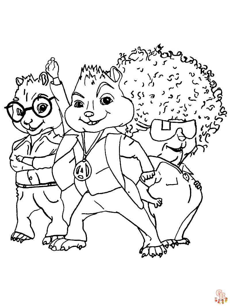 Alvin e os Chipmunks colorindo as páginas
