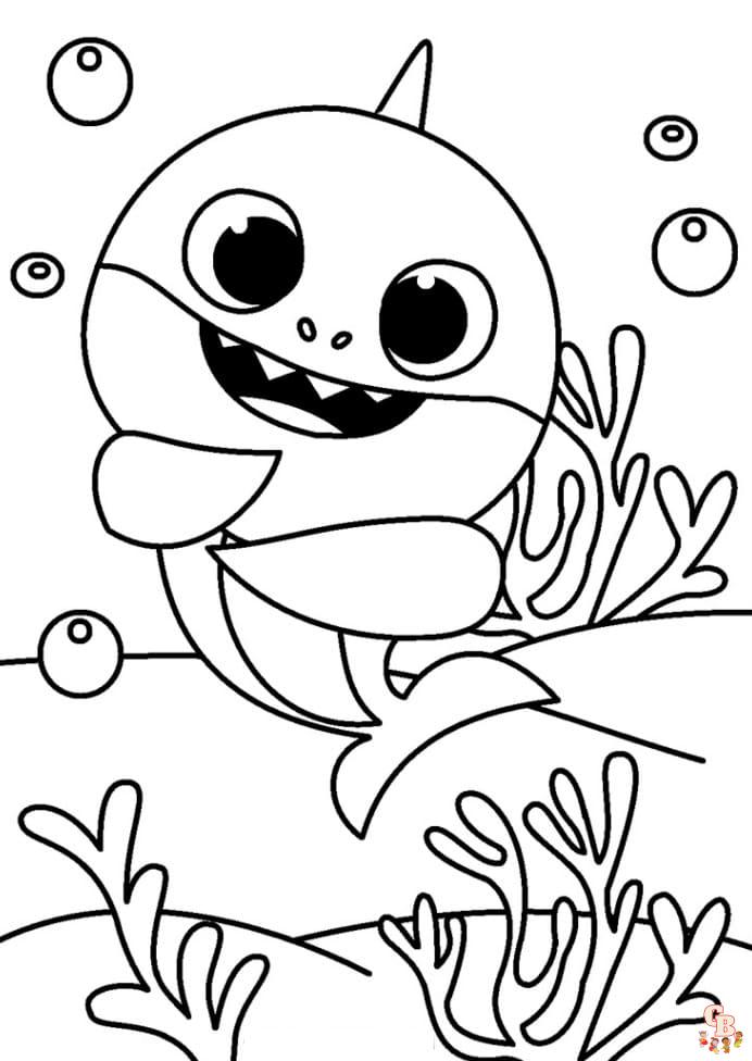 Desenhos de Baby Shark para Imprimir e Colorir