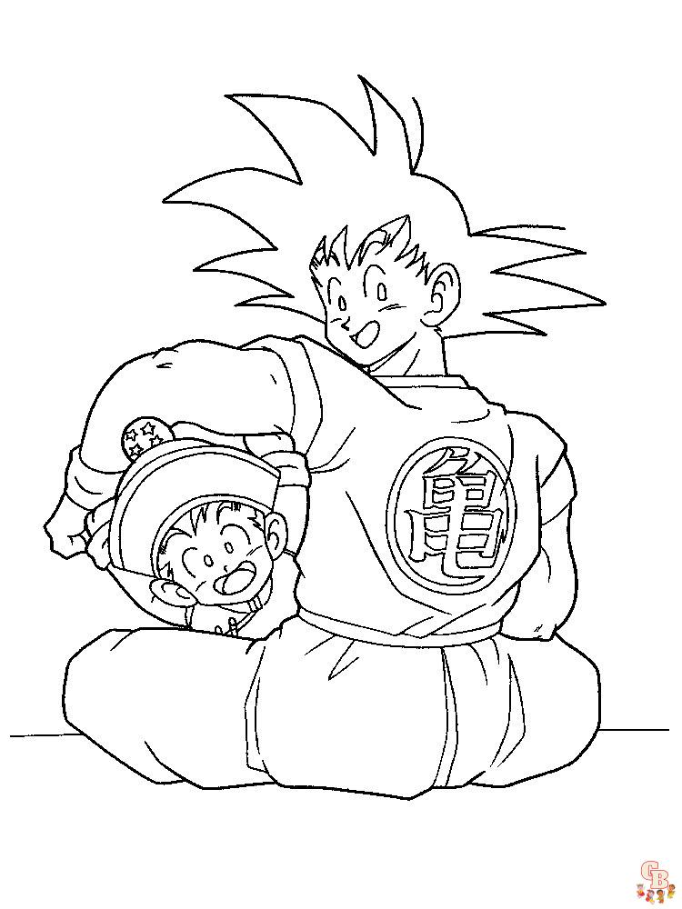 Páginas para colorir Son Goku fortes - Páginas para colorir Son