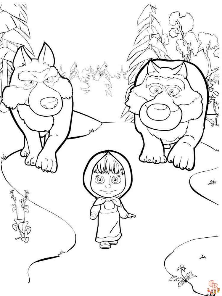 Masha și Ursul pagini de colorat