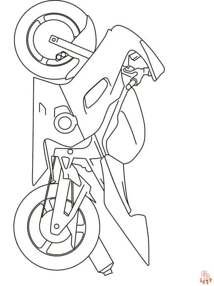 Desenhos para colorir de desenho de uma moto de corrida com seu