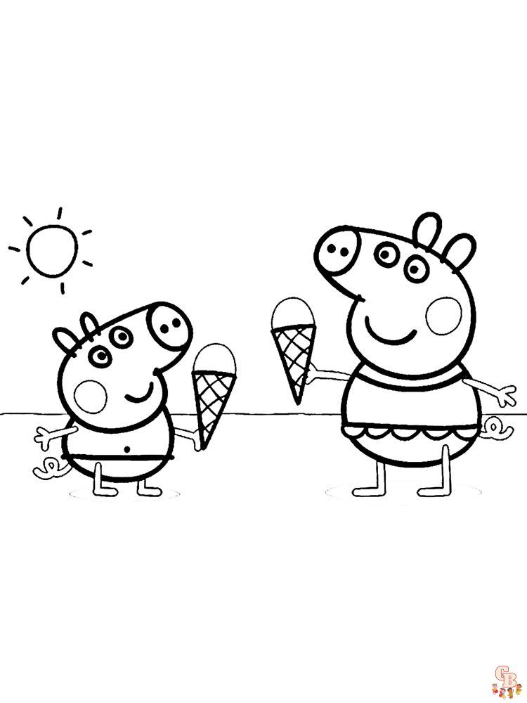 Peppa Páginas para colorir porcos para crianças - GBcolorare