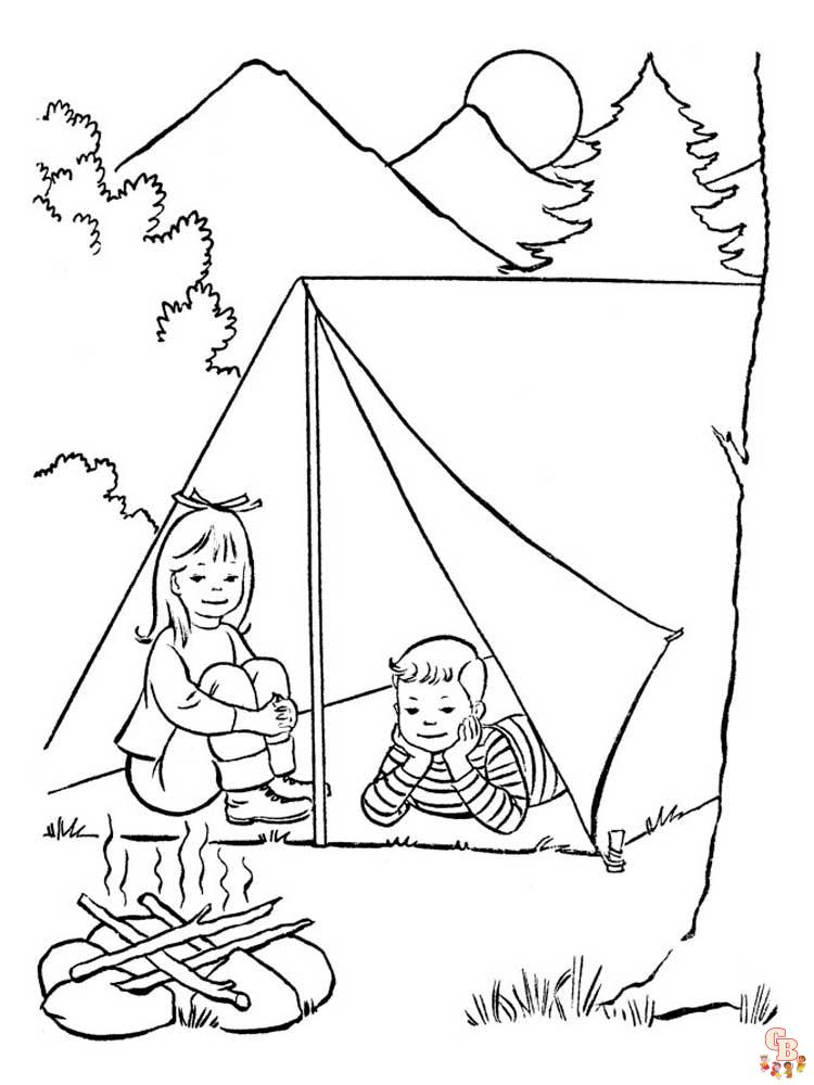 Desenhos de Acampamento Para Colorir e Imprimir - Pintar Grátis Online