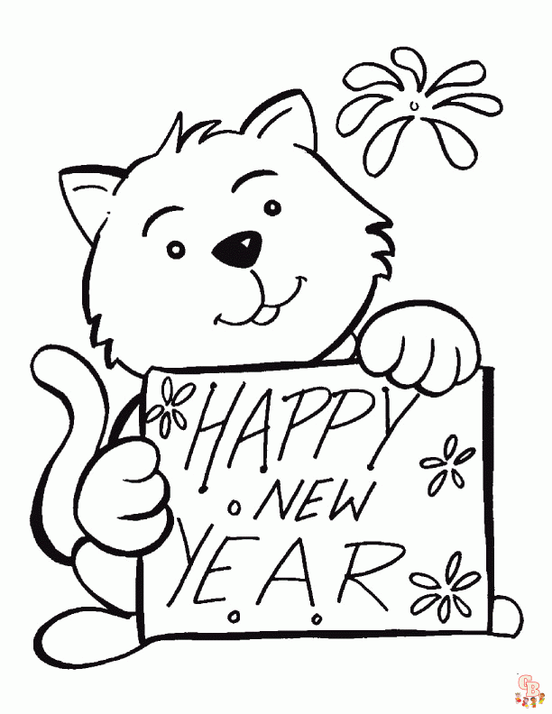 Desenhos de Feliz Ano Novo 2023 para colorir