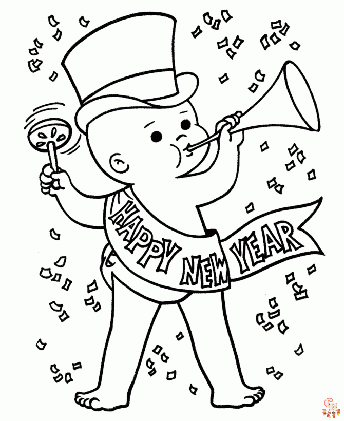 Desenhos de Feliz Ano Novo 2023 para colorir