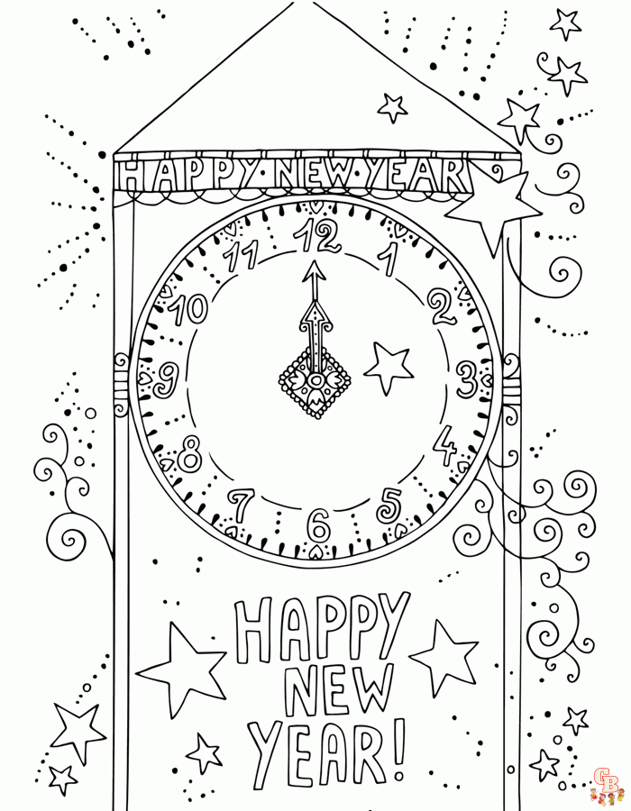 Fericit Anul Nou 2023 pagini de colorat