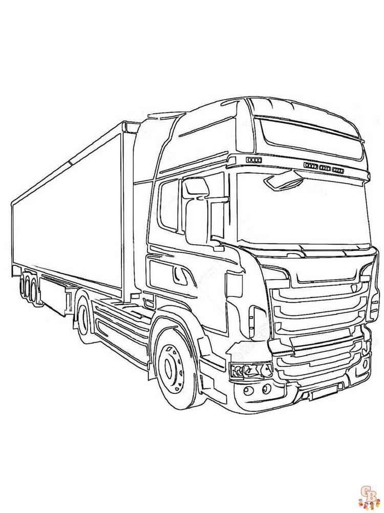 7 Modelos de Caminhão Scania para Imprimir e Colorir