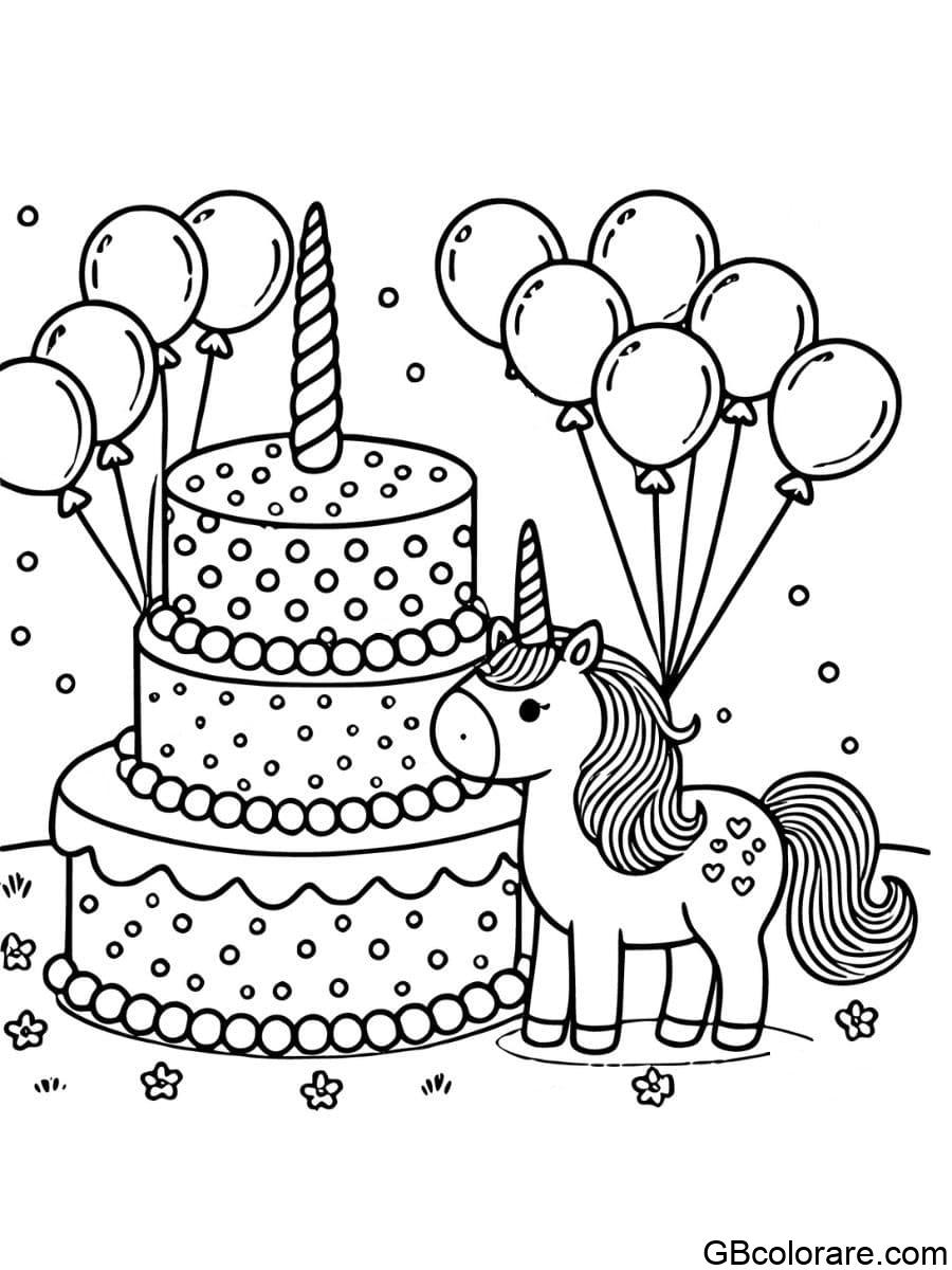 Festa di compleanno con unicorno e palloncini