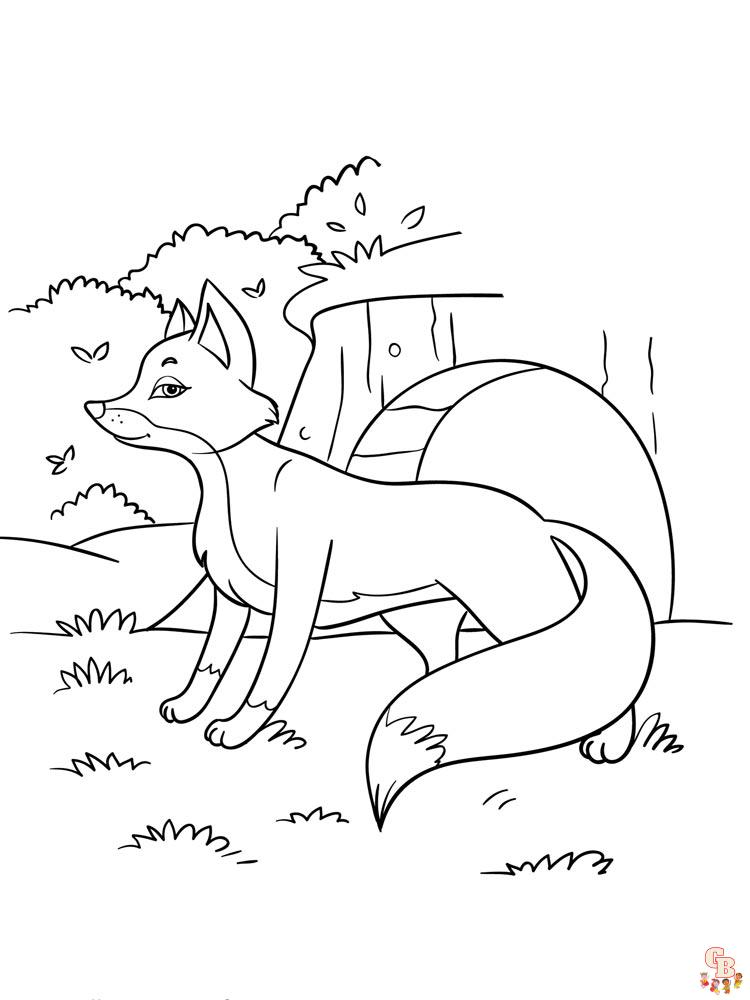 Páginas engraçadas para colorir raposas para crianças - GBcolorare